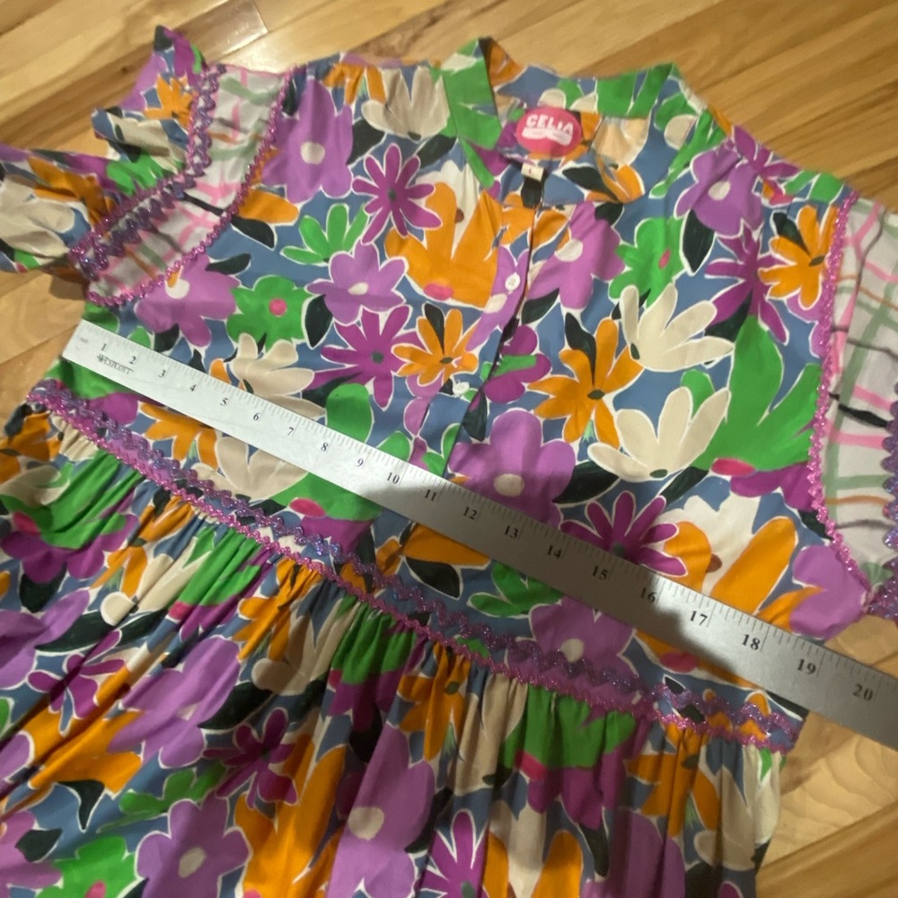 CeliaB Floral Tiered Mini Dress in Pink, Yellow & Green - Picture 10 of 13